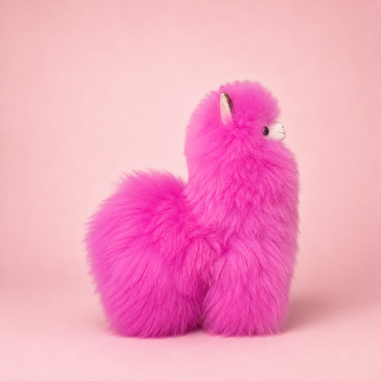 Hot Pink large handmade baby alpaca llama side view