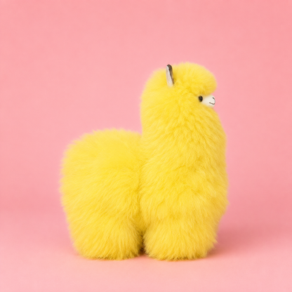 Large Sunshine Yellow baby alpaca llama handcrafted in Peru