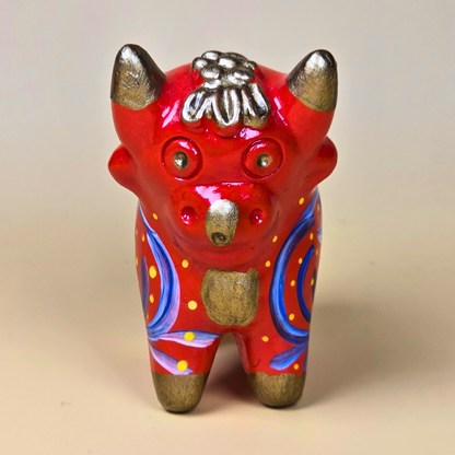 Red Torito de Pucará handmade and hand-painted in Peru