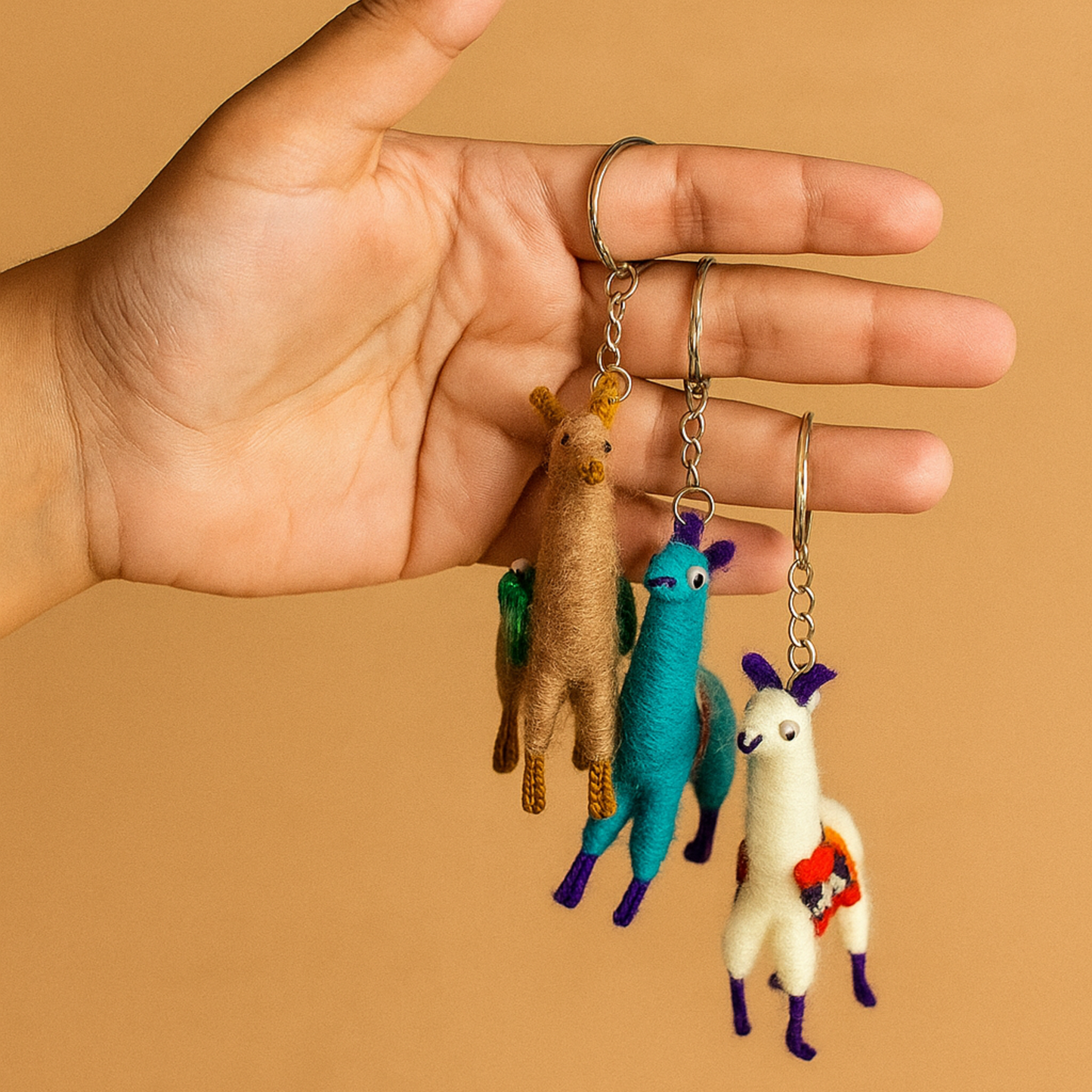 Mini Handmade Llama Keychain – Andean Style