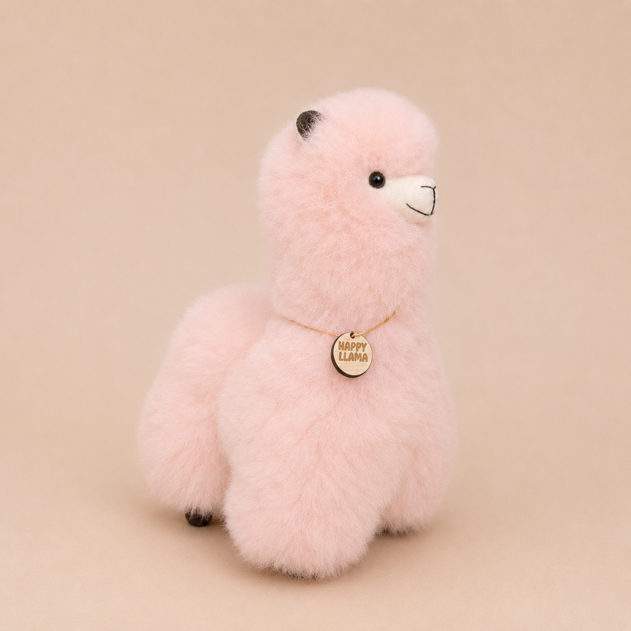 Soft Blush large baby alpaca llama side view