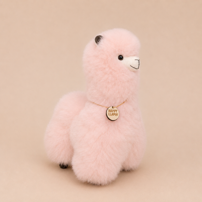 Soft Blush large baby alpaca llama side view