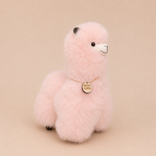 Soft Blush large baby alpaca llama side view