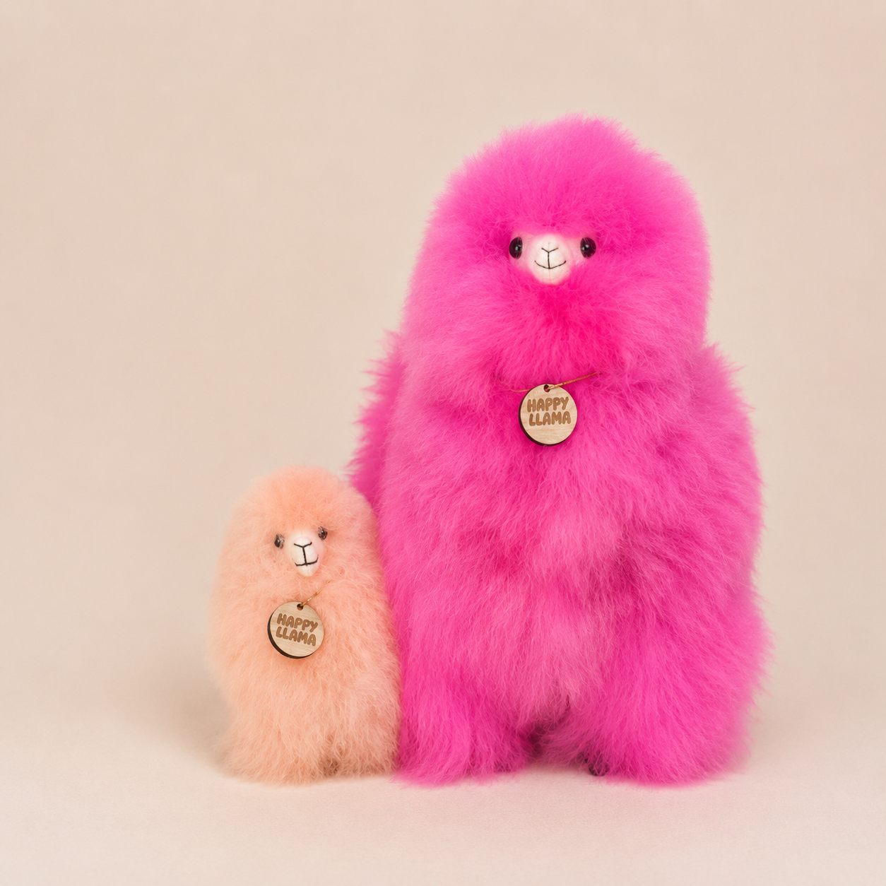 Hot Pink and Peach Blush baby alpaca llamas from the Strawberry Collec