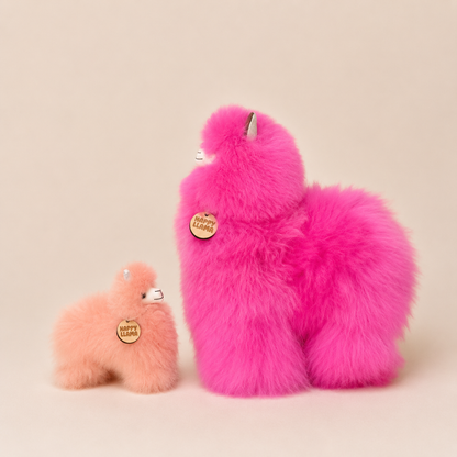 Hot Pink baby alpaca llamas in different sizes